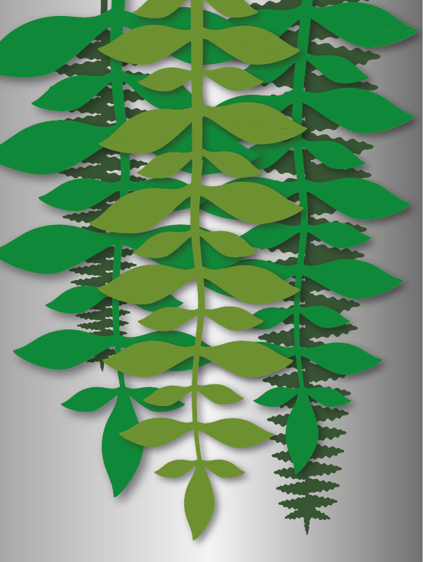 maquette de feuilles en feutrine découpée ambiance végétale