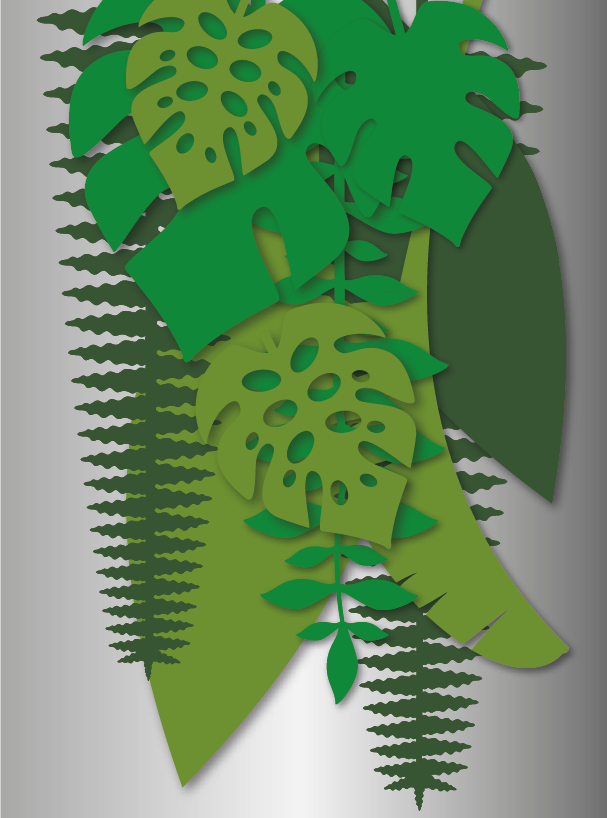 maquette de feuilles en feutrine découpée ambiance végétale